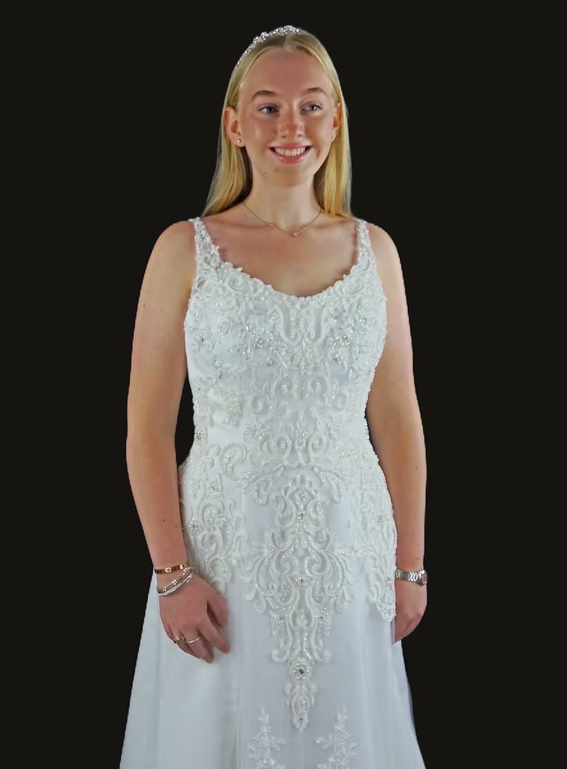 Krystal appliqué wedding dress by Brides of Bond Street